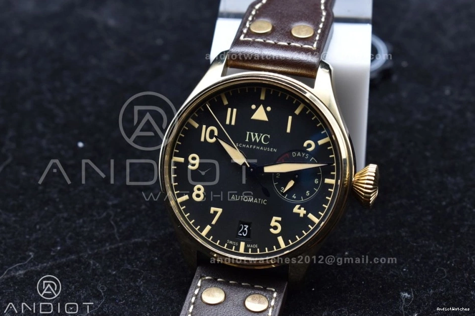 Strap 1:1 on A Real Edition Bronze Minimalist 519 Pilot Big IW501005 Leather ZF Brown Black Dial Best 0302